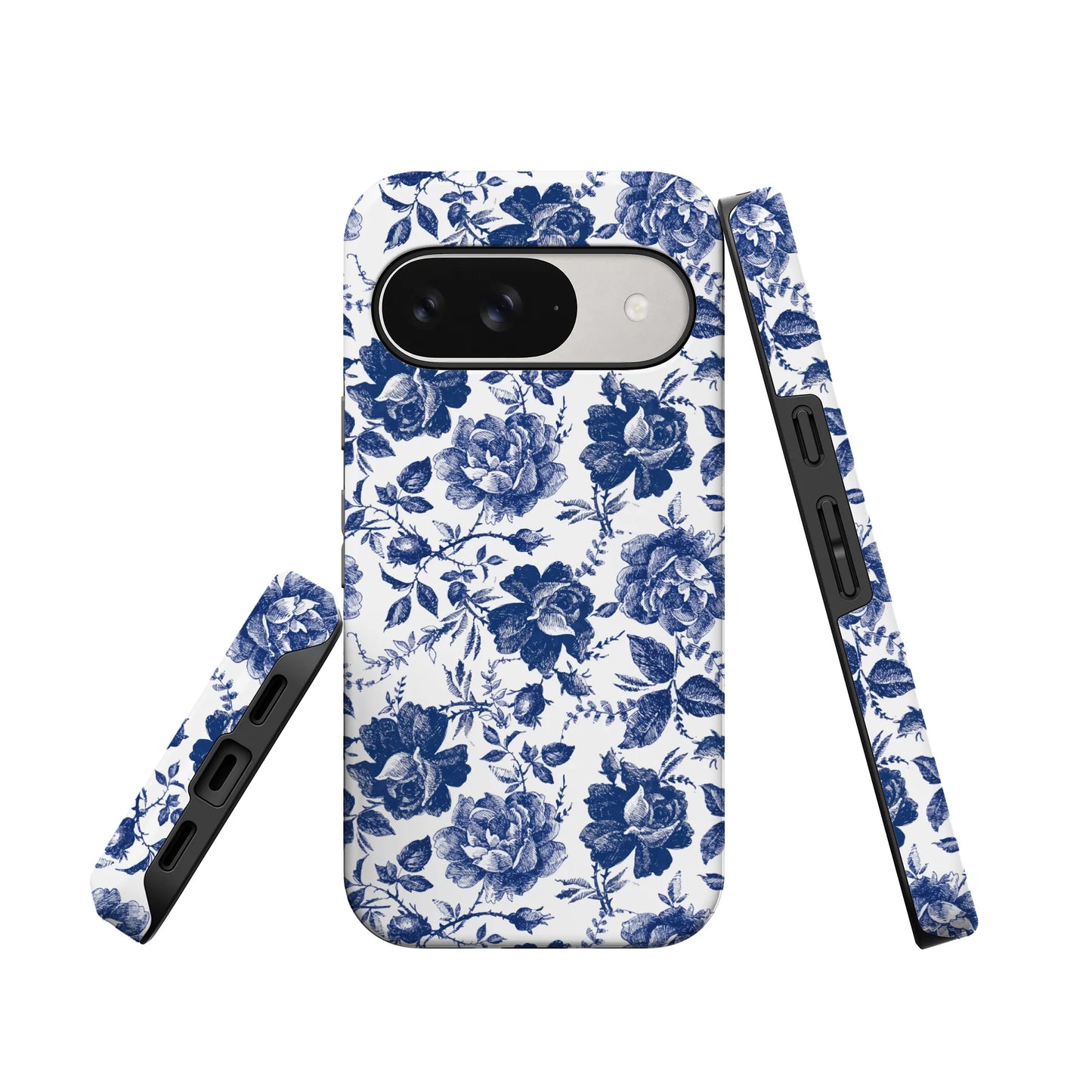 Rose to Fame | Blue & White Rose Floral Google Pixel Case