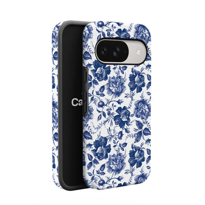 Rose to Fame | Blue & White Rose Floral Google Pixel Case