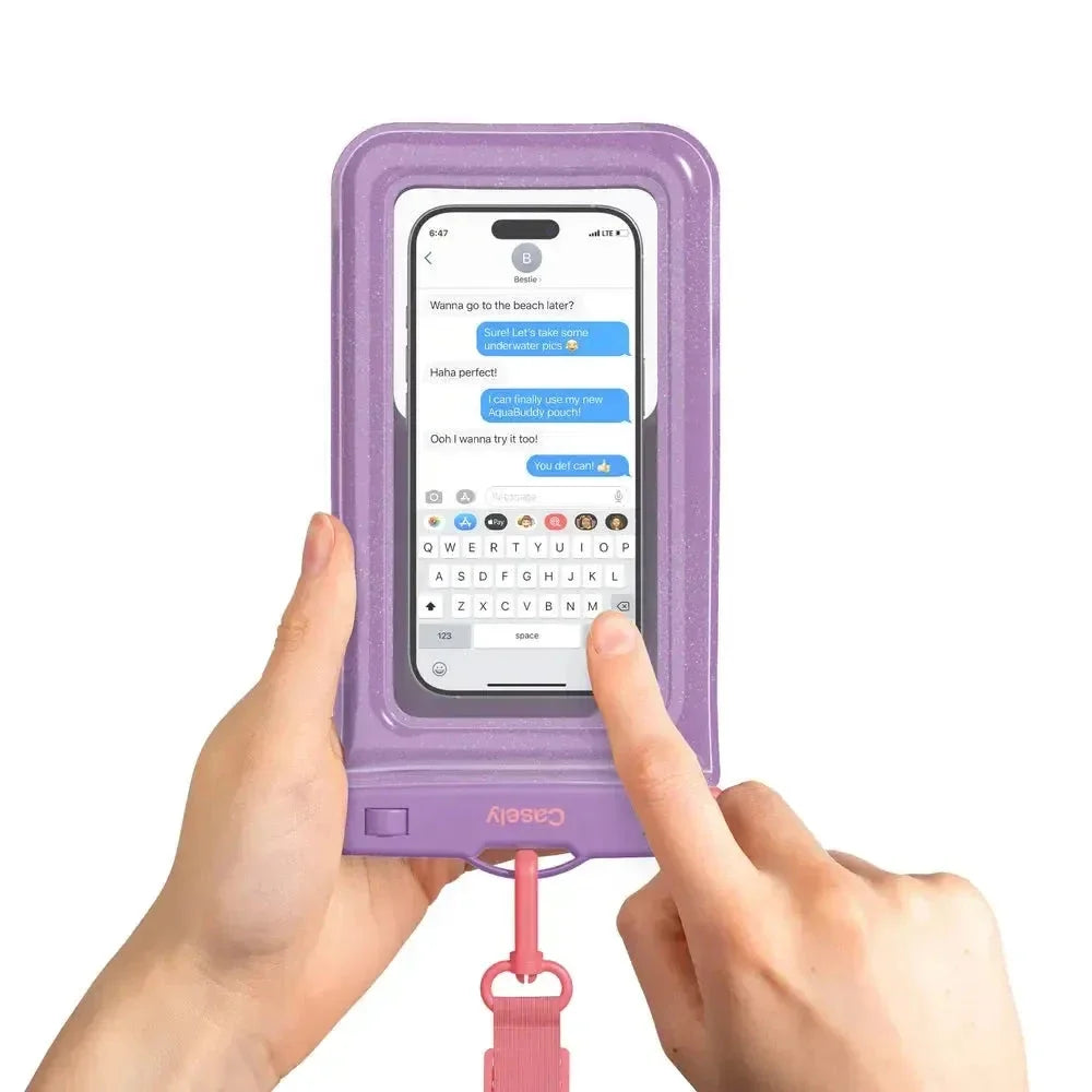 AquaBuddy | Lavender Waves Purple Shimmer Waterproof Phone Pouch AquaBuddy get.casely