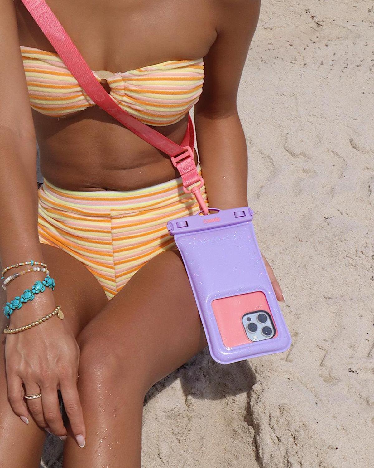 AquaBuddy | Lavender Waves Purple Shimmer Waterproof Phone Pouch AquaBuddy get.casely