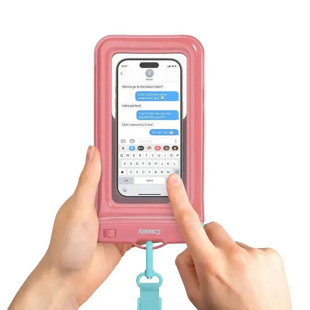 AquaBuddy | Starfish Wishes Coral Pink Shimmer Waterproof Phone Pouch AquaBuddy get.casely