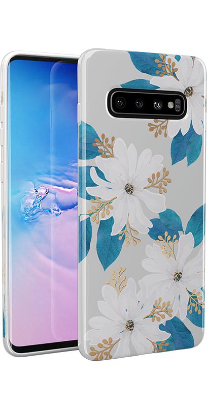 Blue and Gold Clear Floral Samsung Case Samsung Case get.casely