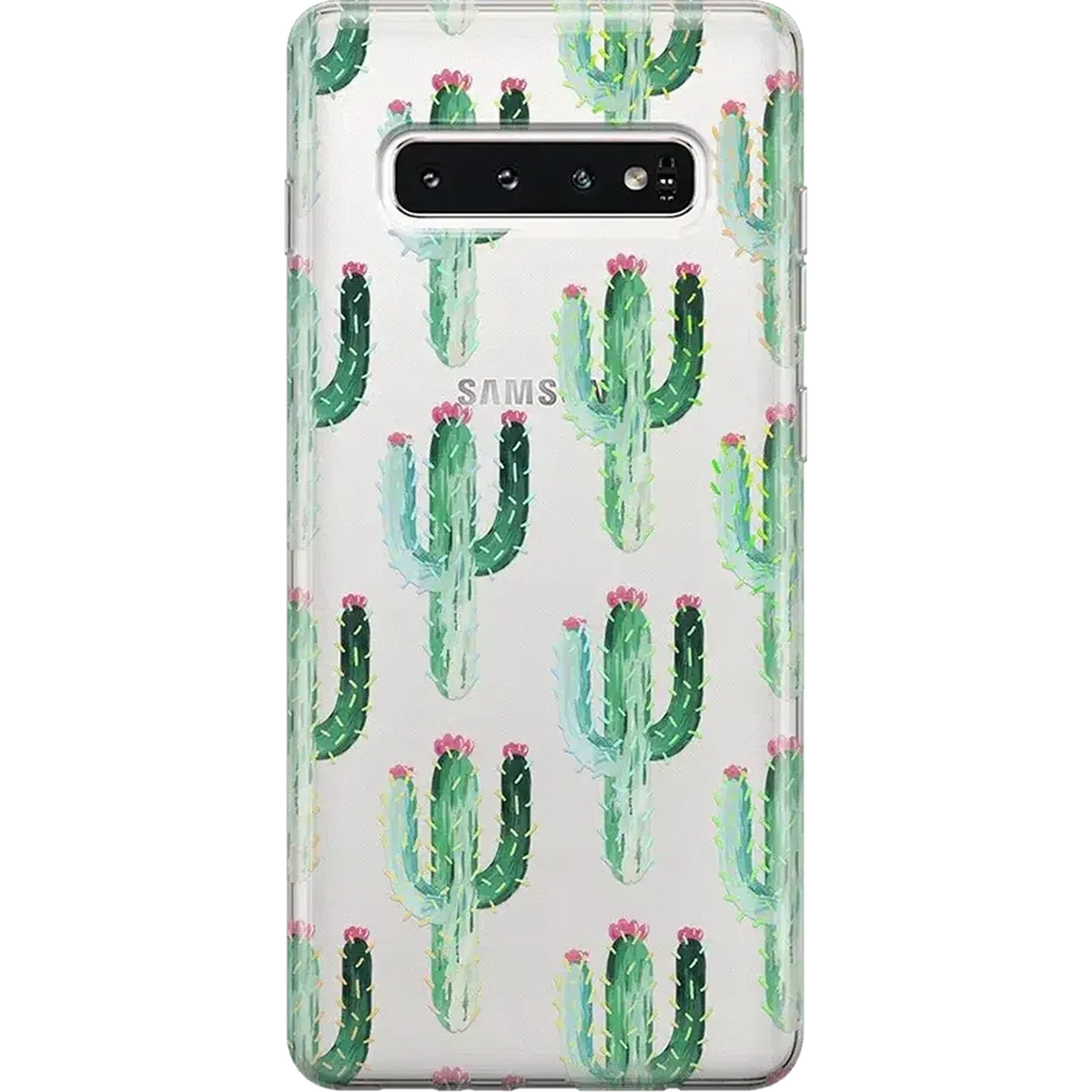 Cactus Patterned Clear Floral Samsung Case Samsung Case get.casely Classic Galaxy S10 Plus