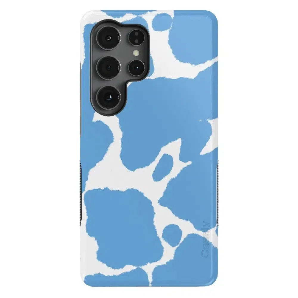 Current MOOd | Light Blue Cow Print Samsung Case Samsung Case Casetry Bold Flex + MagSafe® Galaxy S25 Ultra