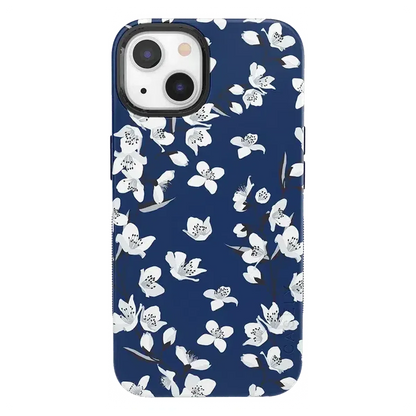 Floral Forest | Navy Cherry Blossom Floral Case iPhone Case get.casely Bold + MagSafe® iPhone 13