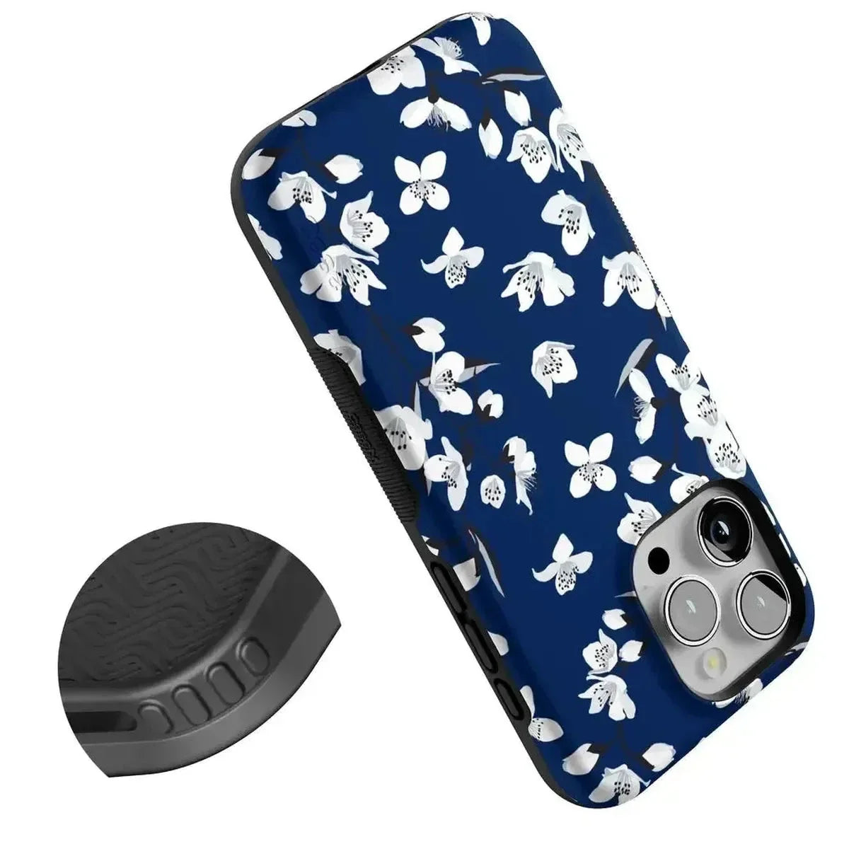 Floral Forest | Navy Cherry Blossom Floral Case iPhone Case get.casely