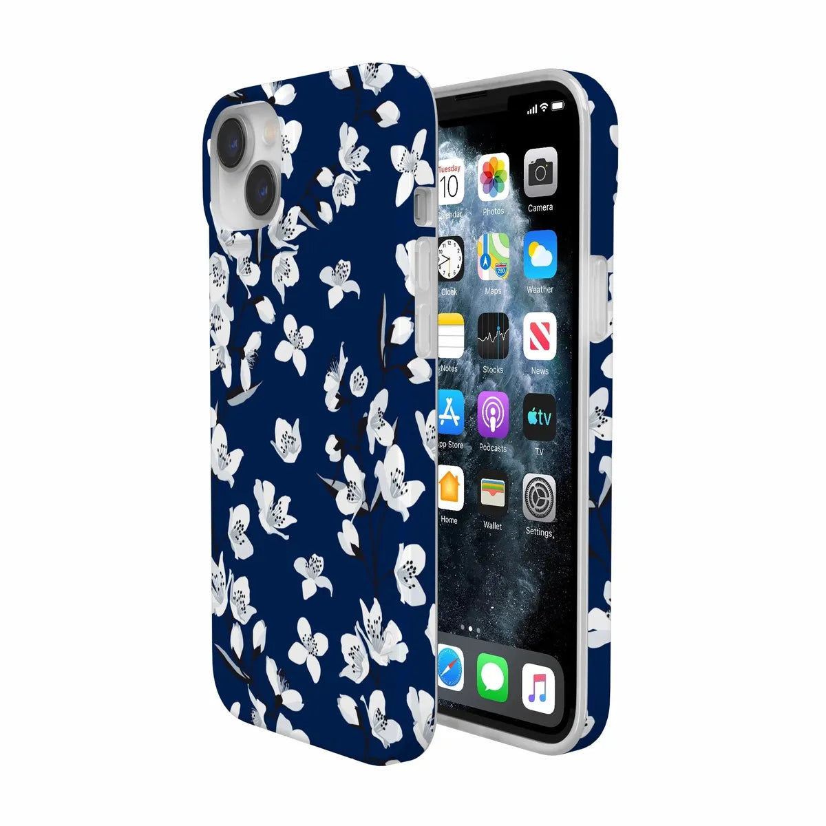 Floral Forest | Navy Cherry Blossom Floral Case iPhone Case get.casely