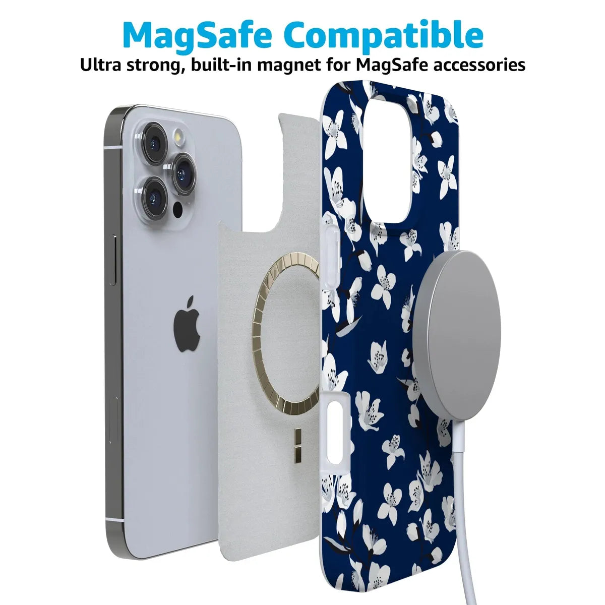 Floral Forest | Navy Cherry Blossom Floral Case iPhone Case get.casely