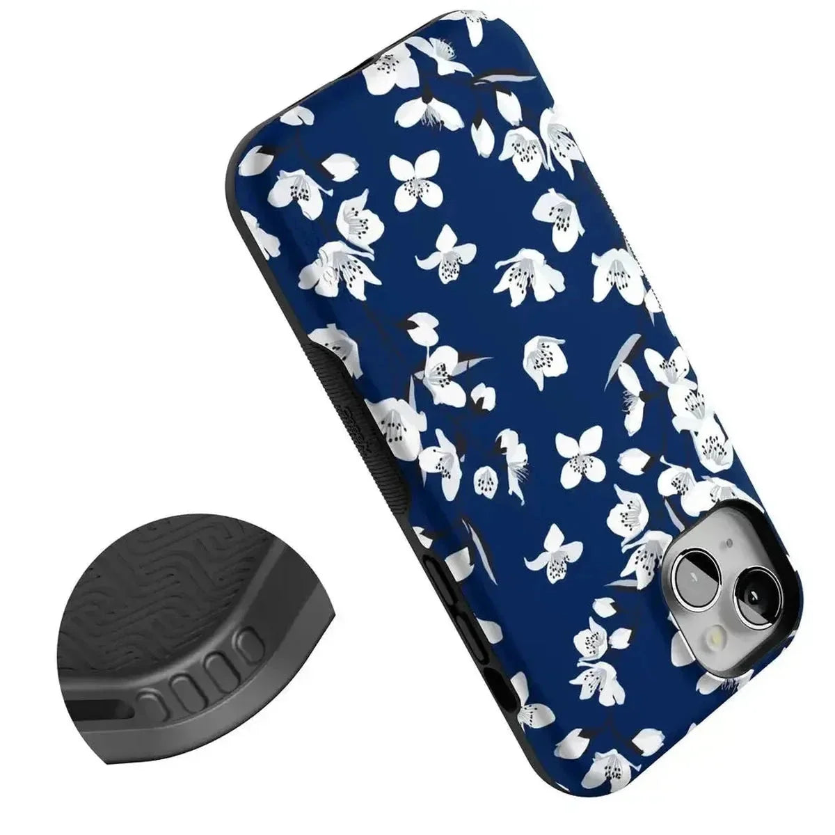 Floral Forest | Navy Cherry Blossom Floral Case iPhone Case get.casely