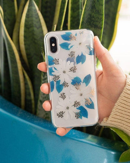 Forget Me Not | Blue and Gold Clear Floral Case iPhone Case get.casely