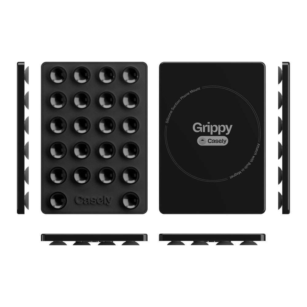 Grippy | Black Silicone Suction Phone Mount with MagSafe Grippy get.casely