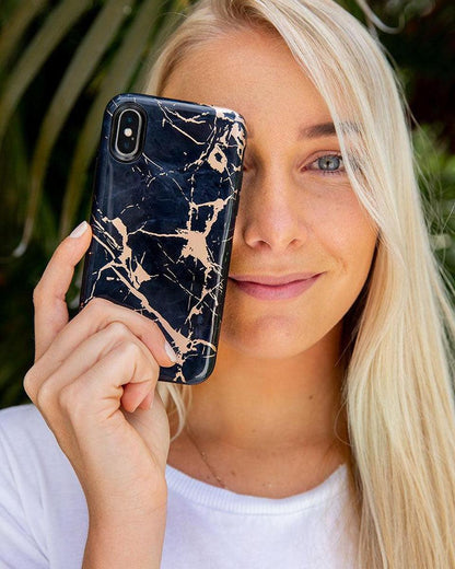 Hidden Gem | Rose Gold and Black Marble Case iPhone Case get.casely