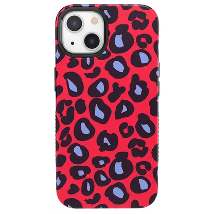 Into the Wild | Red & Blue Leopard Print Case iPhone Case get.casely Bold + MagSafe® iPhone 13
