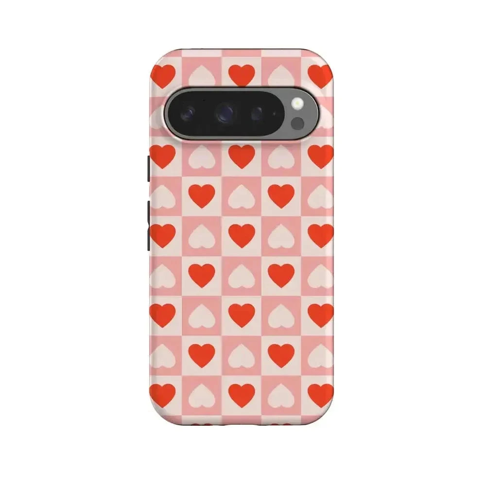 King of My Heart | Checkered Hearts Case Phone Case Casetry Essential + MagSafe® Google Pixel 10 Pro