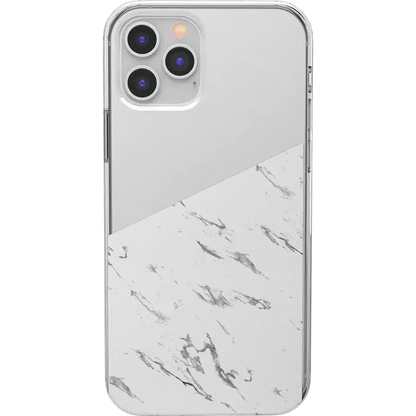 Let's Split | Half White Clear Marble Case iPhone Case get.casely Classic iPhone 12 Pro