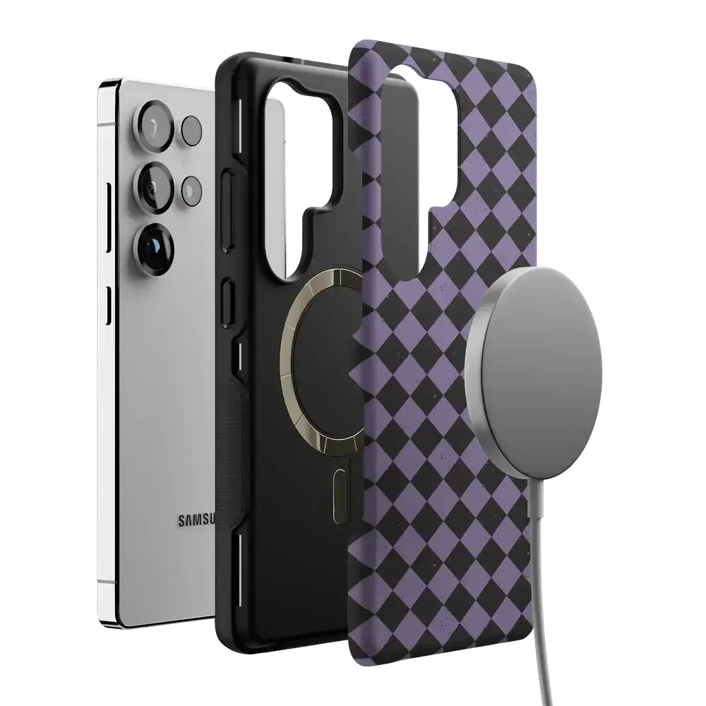 Midnight Hex | Purple Checkered Case Phone Case get.casely