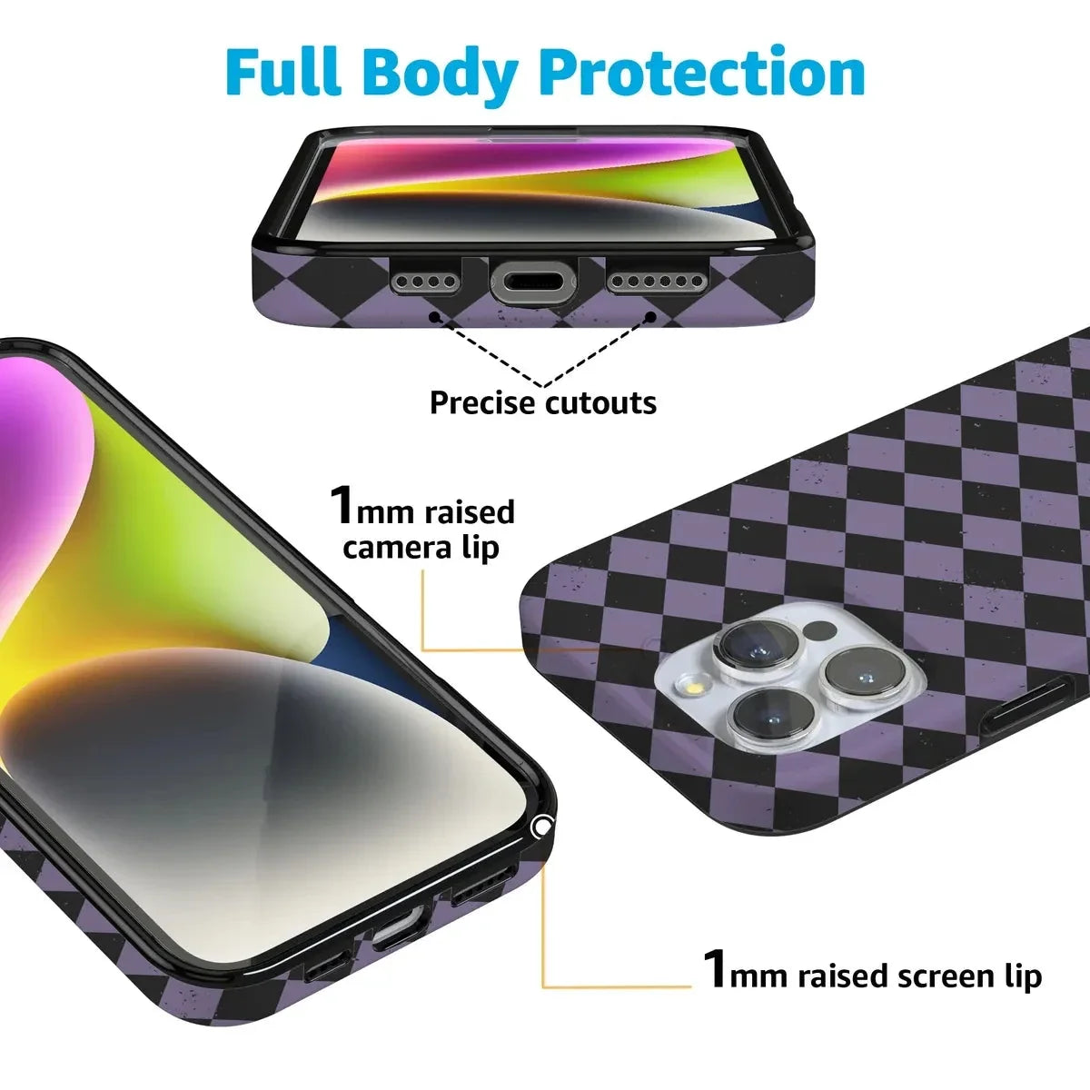 Midnight Hex | Purple Checkered Case Phone Case get.casely