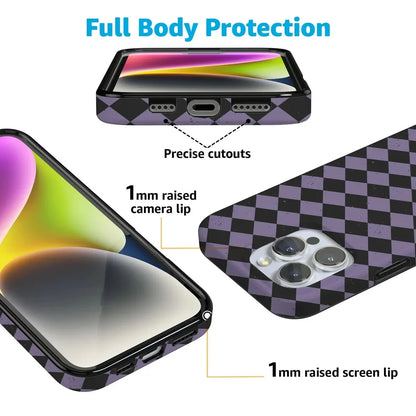 Midnight Hex | Purple Checkered Case Phone Case get.casely