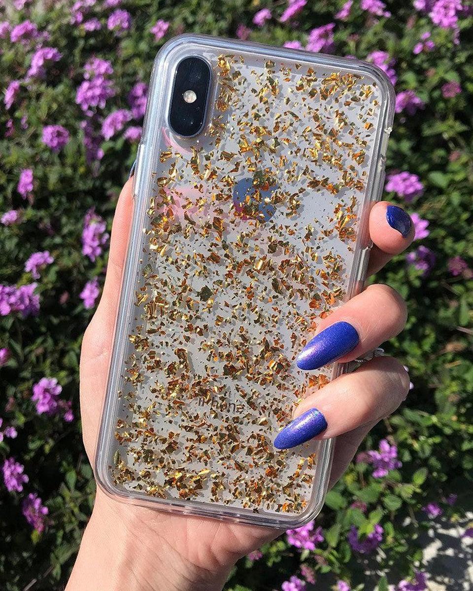Morning Sparkle | Rose and Gold Flaked Clear Case iPhone Case get.casely