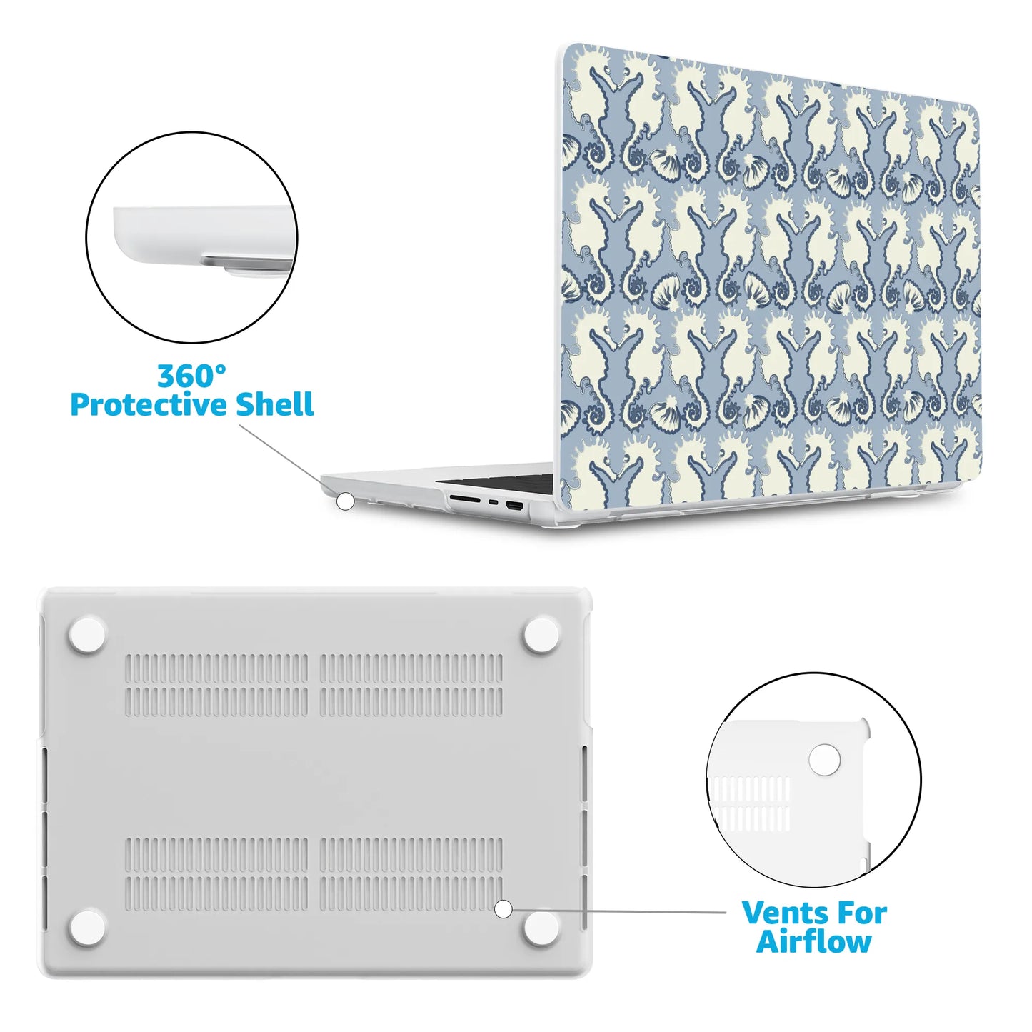 Seahorse Drift | Coastal Blues Laptop Shell