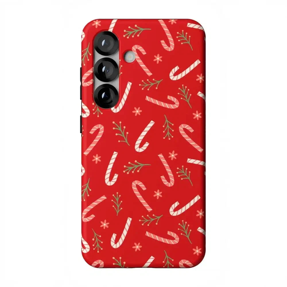 Peppermint Kiss | Candy Cane Case Phone Case Casetry Essential + MagSafe® Galaxy S25