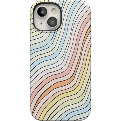 Ride The Wave | Pastel Rainbow Lined Case iPhone Case get.casely Bold + MagSafe® iPhone 15 Plus