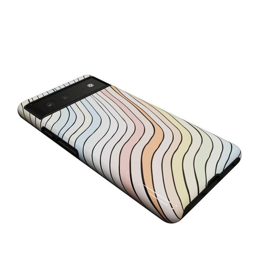 Ride The Wave | Pastel Rainbow Lined Google Pixel Case Google Pixel Case Casetry
