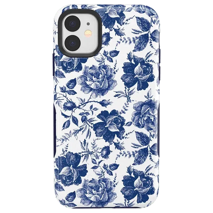 Rose to Fame | Blue & White Rose Floral Case iPhone Case get.casely Bold iPhone 11