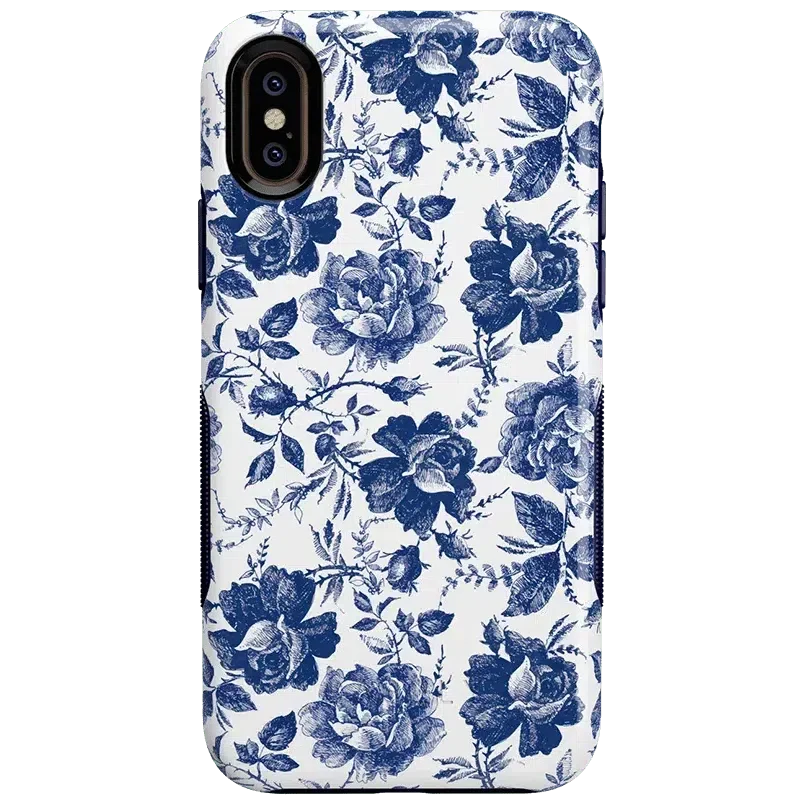 Rose to Fame | Blue & White Rose Floral Case iPhone Case get.casely Bold iPhone XS Max