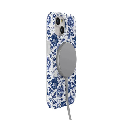 Rose to Fame | Blue & White Rose Floral Case iPhone Case get.casely