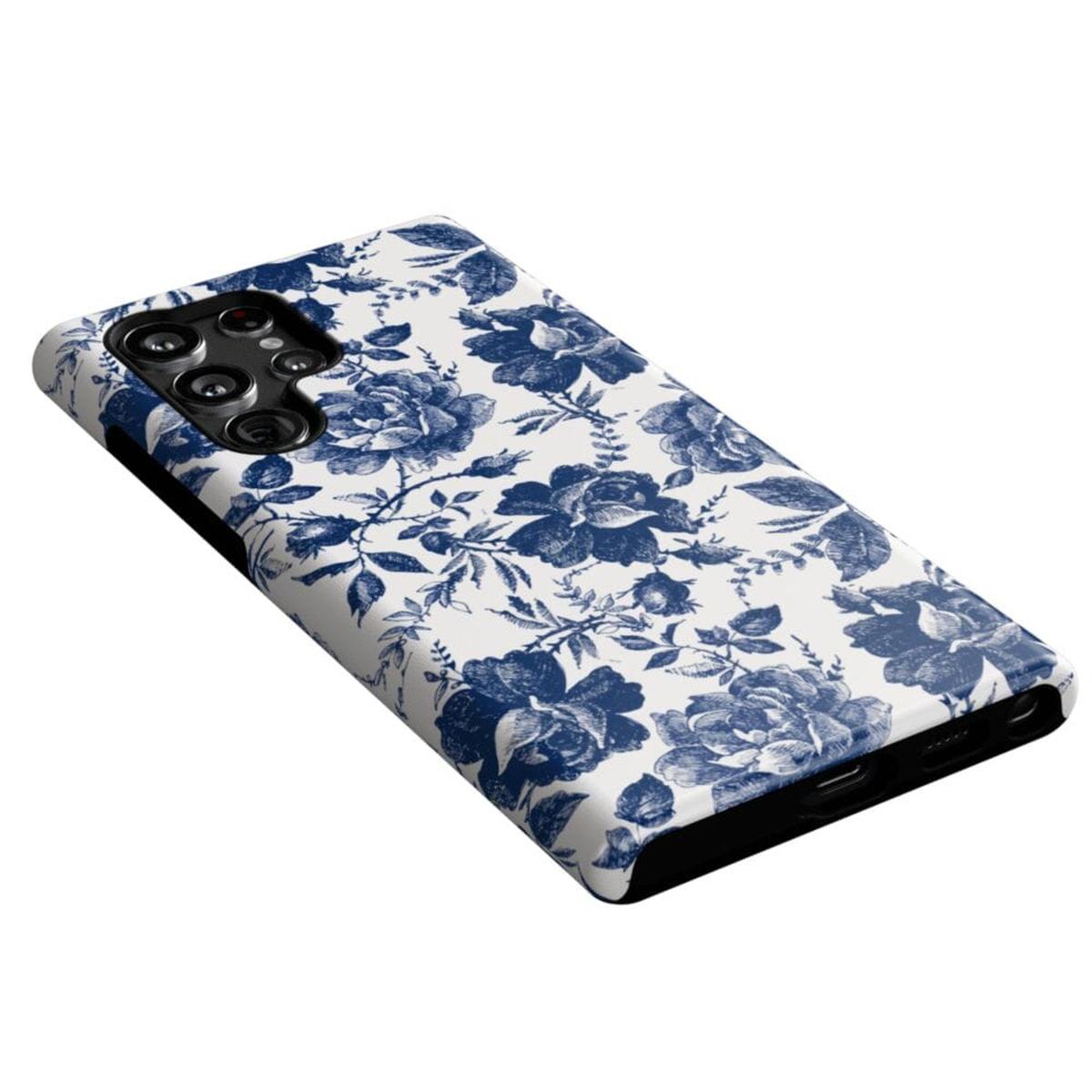 Rose to Fame | Blue & White Rose Floral Samsung Case Samsung Case Casetry
