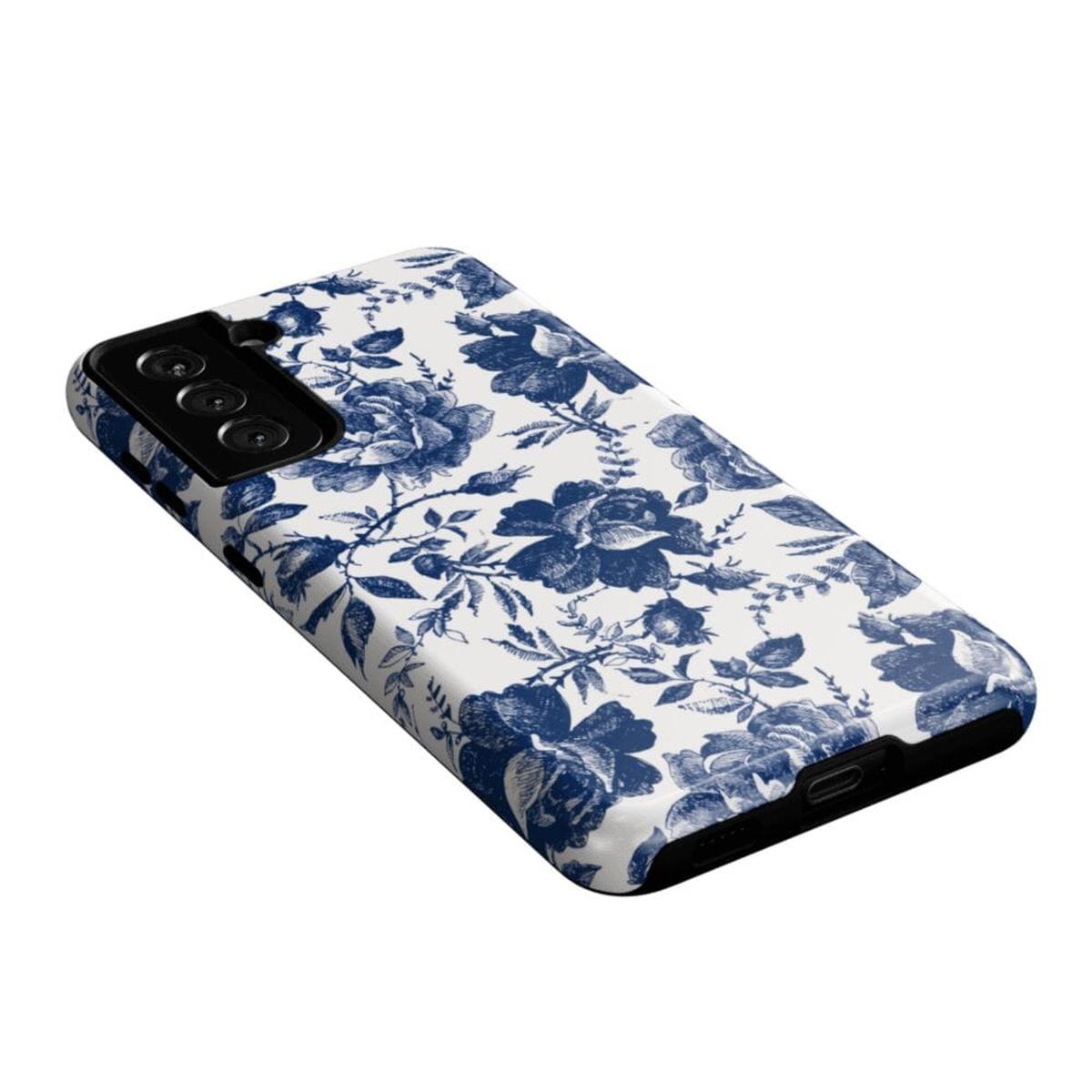 Rose to Fame | Blue & White Rose Floral Samsung Case Samsung Case Casetry