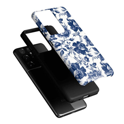 Rose to Fame | Blue & White Rose Floral Samsung Case Samsung Case Casetry