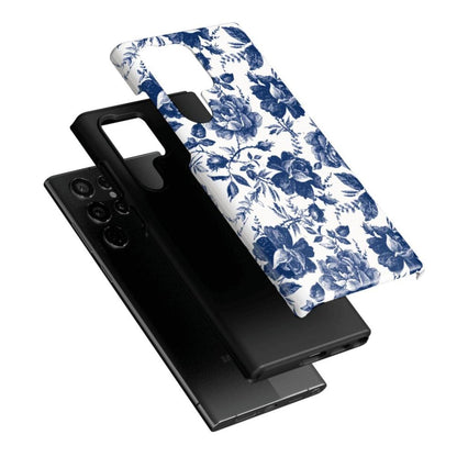 Rose to Fame | Blue & White Rose Floral Samsung Case Samsung Case Casetry