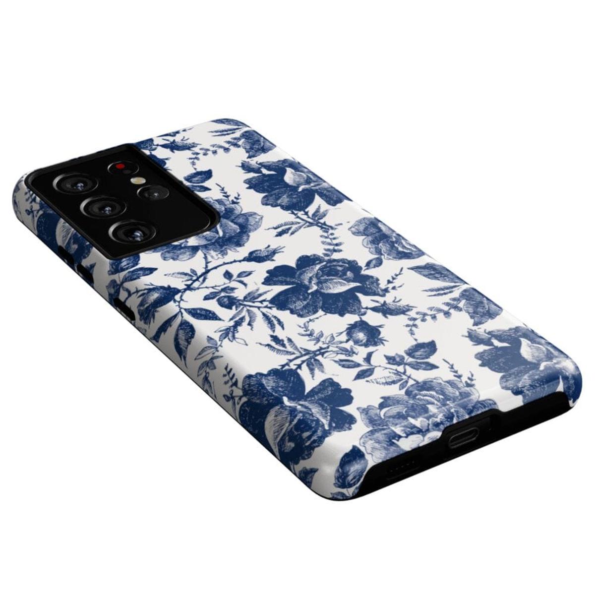 Rose to Fame | Blue & White Rose Floral Samsung Case Samsung Case Casetry