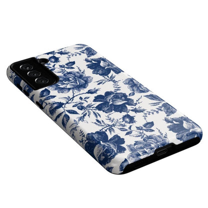 Rose to Fame | Blue & White Rose Floral Samsung Case Samsung Case Casetry