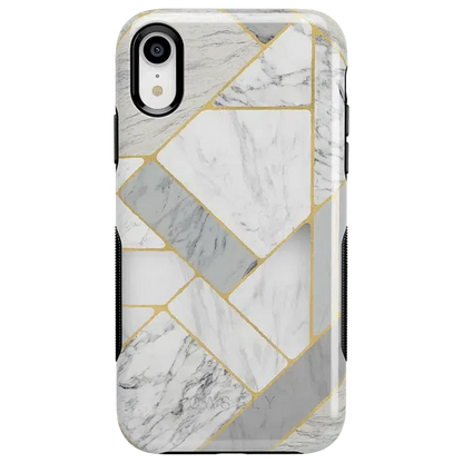 Sharp Lines | Geo White and Gold Marble Case iPhone Case get.casely Bold iPhone XR