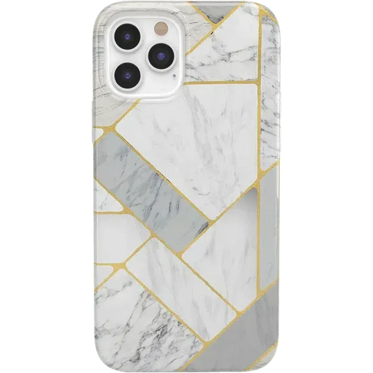Sharp Lines | Geo White and Gold Marble Case iPhone Case get.casely Classic iPhone 12 Pro