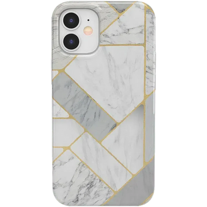 Sharp Lines | Geo White and Gold Marble Case iPhone Case get.casely Classic iPhone 12