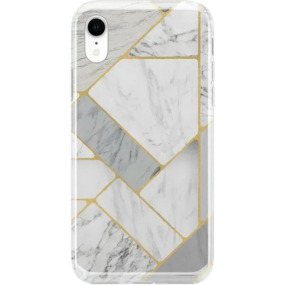 Sharp Lines | Geo White and Gold Marble Case iPhone Case get.casely Classic iPhone XR