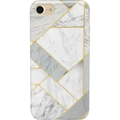 Sharp Lines | Geo White and Gold Marble Case iPhone Case get.casely
