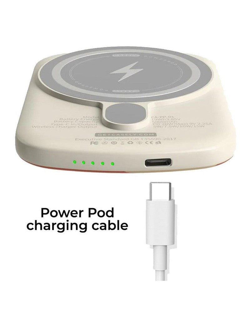 USB to USB-C Power Pod Charging Cord - White Charging Cable get.casely