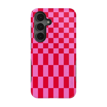 Vibe Check | Pink Checkerboard Case Phone Case Casetry Bold Flex + MagSafe® Galaxy S25