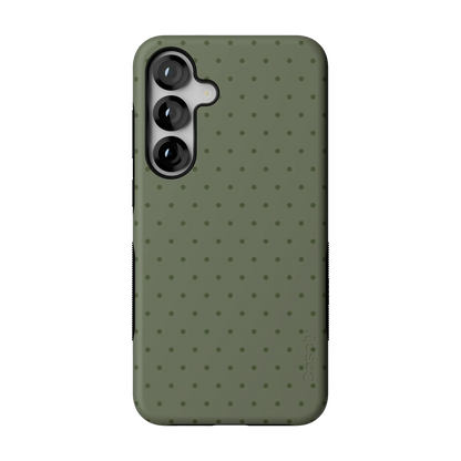 On the Dot | Olive Green Polka Dot Case - Galaxy S25 Plus